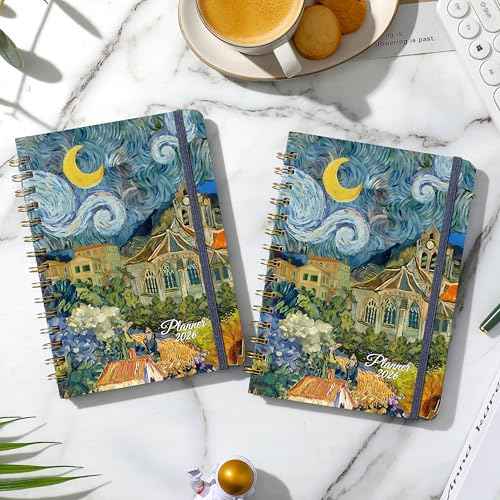 2026 Planner - Planner 2026, Jan. 2026 - Dec. 2026, 2026 Planner Weekly and Monthly with Tabs, 6.3" x 8.4", Hardcover with Back Pocket + Twin-Wire Binding - Oil Painting