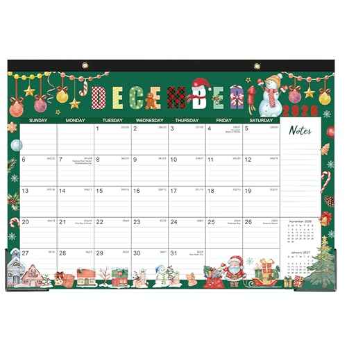 2026 Desk Calendar - Desk Calendar 2026, 2026 Calendar from Jan 2026 to Dec 2026, 17"¡¿12", 12 months Calendar with Corner Protectors, Large Ruled Blocks, Notes - 12 Different Themes