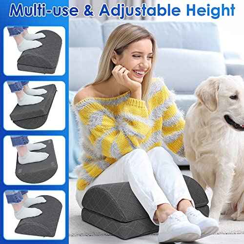 Foot Rest,Desk & Gaming Accessories,Foot Rest for Under Desk at Work,Comfortable Footrest with 2 Adjustable Heights & Removable Cover, Office Desk Accessories£¨Gray-20 in£©