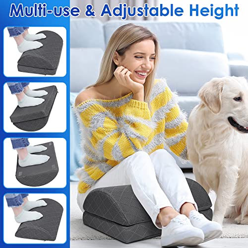 CushZone Grey Foot Rest Under Desk, Adjustable 2-Piece Ergonomic Support