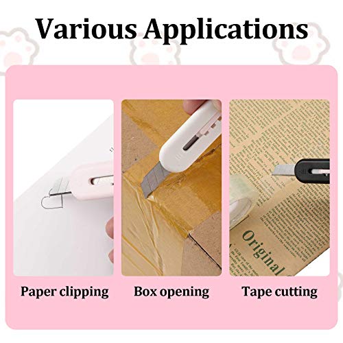 Retractable Utility Knife Set - 6 Cute Cat Paw Box Cutters for DIY & Packaging