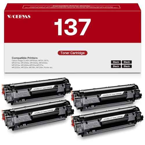 137 Compatible Toner Cartridge Replacement for Canon 137 Black Toner Cartridge, Work with Canon ImageClass D570, MF236n, MF216N, MF227dw, MF242dw, MF240, MF230, MF216n, MF236n, MF227dw (Black, 4-Pack)