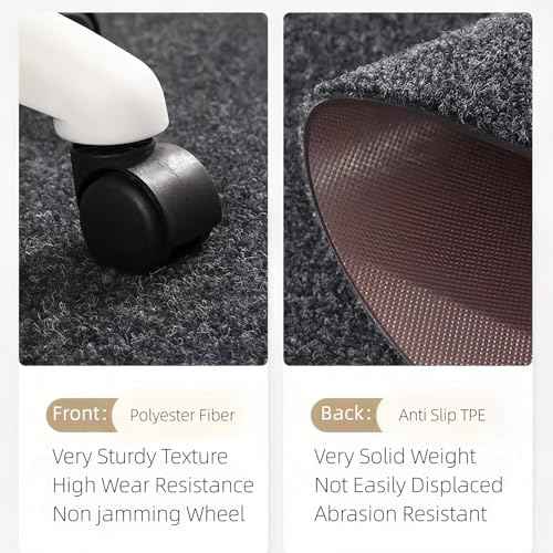 Office Chair Mat, 39"x39" Round Floor Protector Mat for Very Low Flat or No Pile Carpet/Hardwood Floor, Multi-Purpose Desk Chair Mat Rug£¨Dark Grey£©