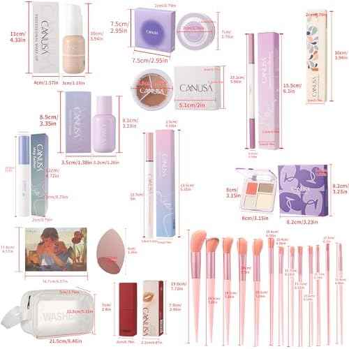 26Pc Full Face Makeup Set Gift Surprise for Women Cosmetic Essential Starter Bundle Include 24 Colors Eyeshadow Palette, Lipstick,13-NI-1 glamour-brush set. Pack Flawless (Ochre Brown D1, ONE SIZE)