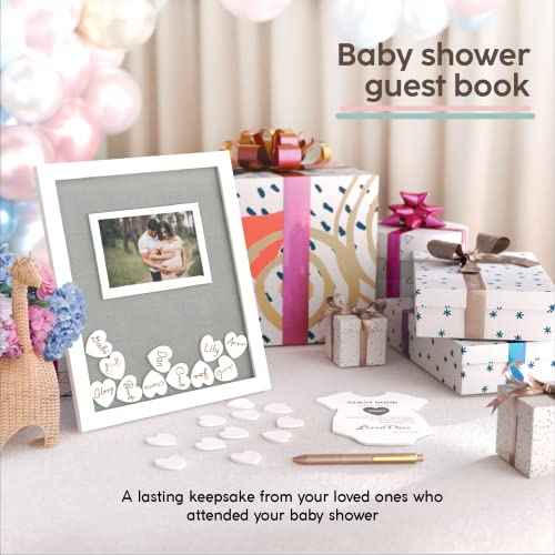 Great Lakes Memories GLM Premium Baby Shower Guest Book with Welcome Sign & 50 Hearts - Perfect Keepsake Memory Book for Boy & Girl Baby Shower Decorations, Alternative to Traditional Guest Books!