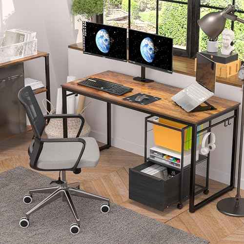 VECELO Mobile Filing Cabinet with Hanging Folders, Vertical File Cart, Spacious Storage Drawer Design, Ideal for Home Office Organization, Letter Size Compatibility, Black