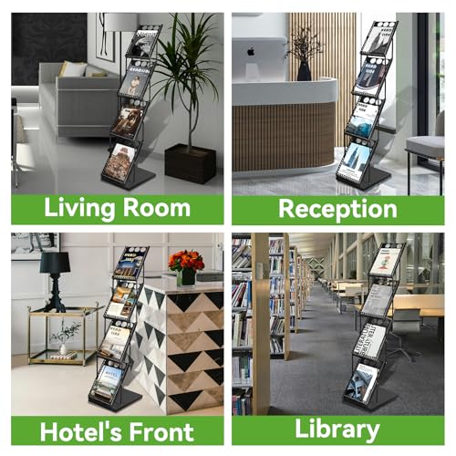 YDisplay 4-Tier Foldable Magazine Rack with Reinforced Base for Trade Shows & Office Display