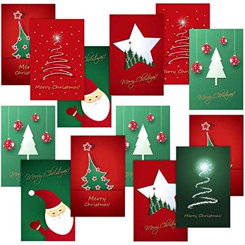 Crtiin 240 Set Christmas Cards 2025 Holiday Greeting Cards with Envelopes Stickers 6 Designs Assortment Bulk 5.9 x 3.9 Inches Merry Christmas Xmas Festive Atmosphere(Classic)