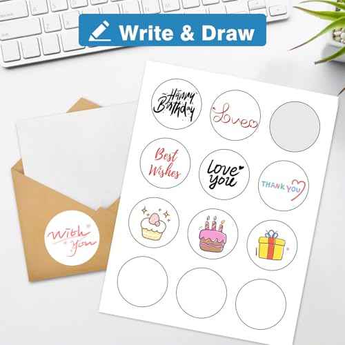 3" Circle Sticker Labels, Round Printable Sticker to Write On, Sticker Paper for Inkjet Printer, (6 Labels/Sheet), 30 Sheets
