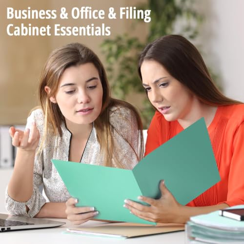 Habgp 6 Pack Pastel Colored File Folders with Pockets & Business Card Holders