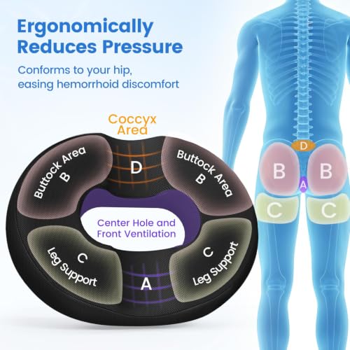Donut Pillow Cooling Gel Memory Foam Cushion – Large, Black by DailyCuddles