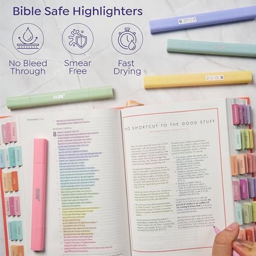 BLIEVE Bible Highlighters No Bleed Through Pastel Colors - Candy Variation, Dual Tip, 8 Pack