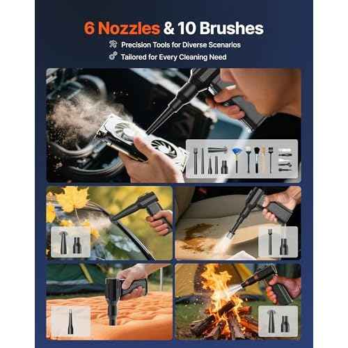 Compressed Air Duster, 130,000RPM Ultra-Powerful Cordless Electric Air Duster with 8000mAh Rechargeable Battery, 4-Gear Adjustable Air Blower for Keyboard, Computer, Car, Home Cleaning