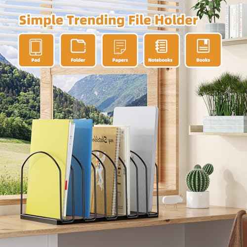 Simple Trending 2 Pack 9 Section Metal File Sorter Organizer for Desk Home Office, Black