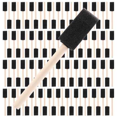 1" Foam Paint Brushes - 100 Pack, 1-Inch Painting Sponges - Premium Foam Brushes - Lightweight & Durable - Sponge Brush Ideal for Painting, Crafting, Acrylics, Stains, Varnishes (Black)
