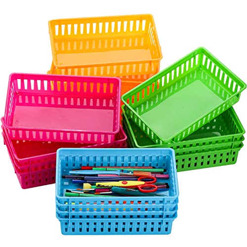16 Pack Classroom Plastic Storage Baskets, Small Organizer Trays for School & Home