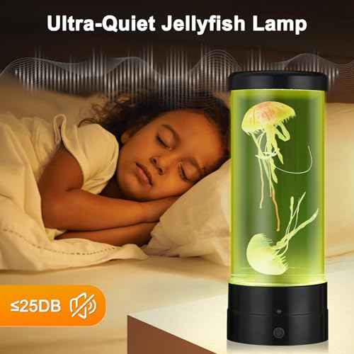 Jellyfish Lamp with 7 Colours, Electric Jellyfish Light Lamp with Auto Color Changing, Mood Table Lamp for Home, Office, Aquarium, Tank [Black]