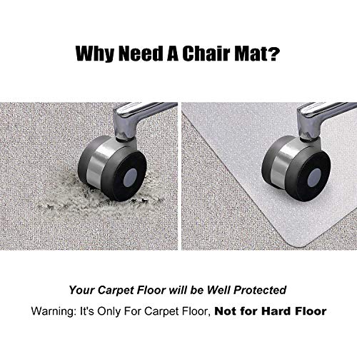 Kuyal Desk Chair Mat for Carpet, 36'' x 48'' Rectangle Transparent Mats for Chairs Good for Desks, Office and Home, Easy Glide, Protects Floors for Low and No Pile Carpeted Floors