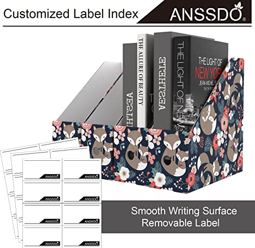ANSSDO 6 Pack Magazine File Organizer Holder, Black Floral - Corrugated Cardboard