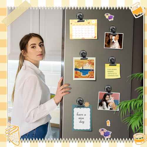 Grtard 12 Pack Magnetic Clips, Fridge Magnets Refrigerator Magnets, Strong Magnetic Clips Heavy Duty, Whiteboard Magnet Clip for Home, Kitchen, Office, School, Locker Decor, Photo Display (Black)