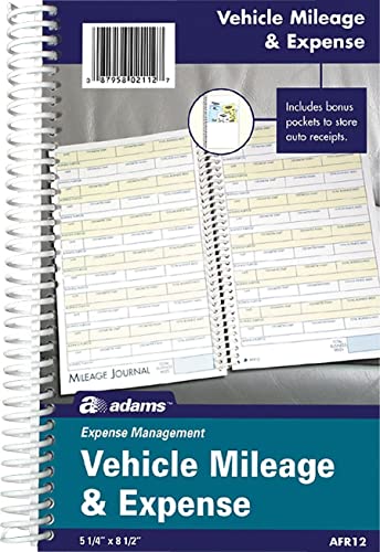 Adams AFR12 Mileage & Expense Log Book 5.25 x 8.5, 49 Forms, 63 Pages