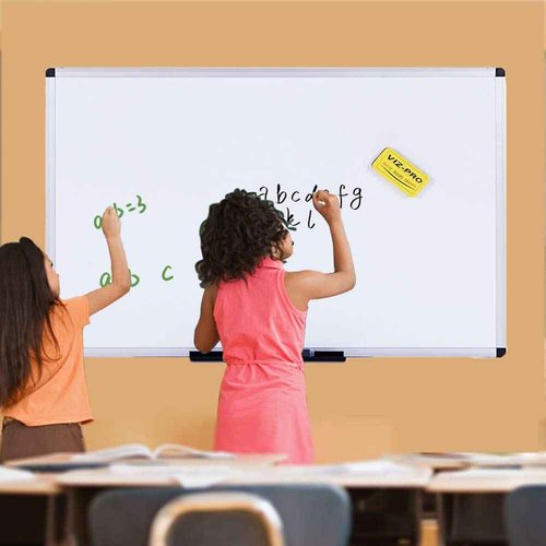 VIZ-PRO Magnetic Dry Erase Board 48 X 36 Inches, Silver Aluminium Frame, with 12-Count Markers