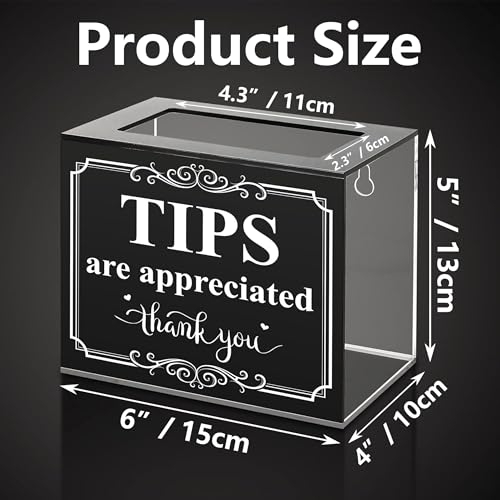 Lesnala Acrylic Tip Jar for Money Donation Raffle Cash Collection Storage Box for Bartender Bars Restaurants Musicians Drive and More 6 X 4 X 5 Inch