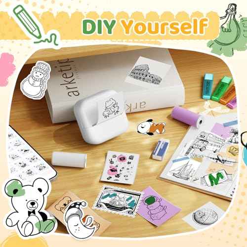 Print Pods Mini Printer, Sticker Maker Machine M02X, Mini Portable Pocket with Sticker, Bluetooth Inkless Receipt for Phone, Thermal Portable Printer for Journal, Note, Photos, Learning