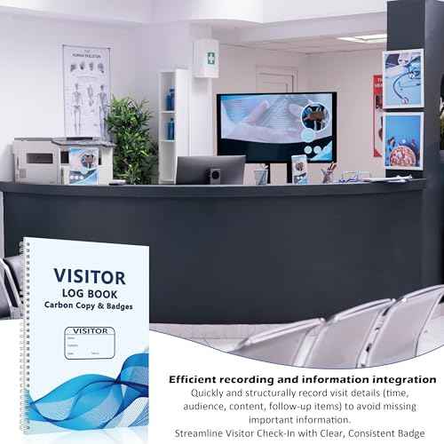 3 Pack of 450 Visitor Log Book Visitor Badges Registry Log with Carbon Copy Visitor Stickers Letter Size Extras Protecting Privacy Pages Spiral Bound Self Visitor Badges Guest Register Book (3)