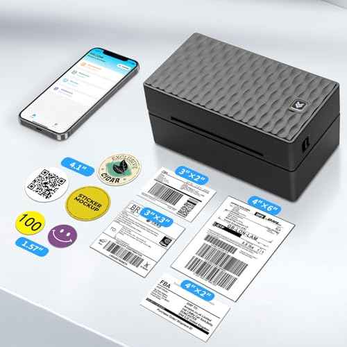 Thermal Label Printer, 4x6 Shipping Label Printer for Small Business, Bluetooth Label Printer for Shipping Packages, Compatible with iOS, Android, Windows, Mac, UPS, USPS - Black