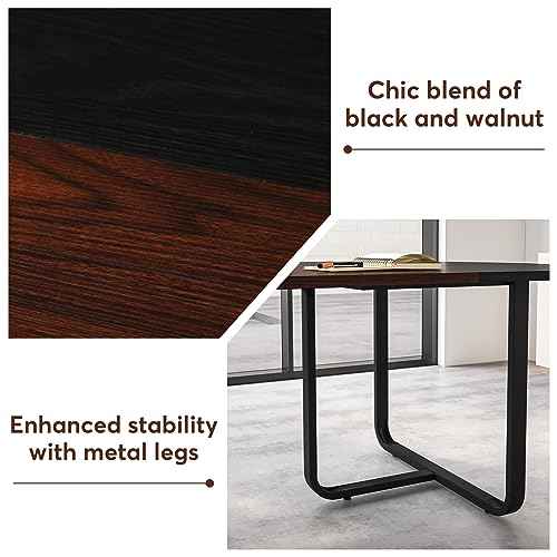 Tribesigns 6FT Oval Conference Table, 70.86" Curved Meeting Tables, Brown Blak Business Table,Two-Tone Finish Curved Meeting Tables for Office,Training Seminar Table for 4-6