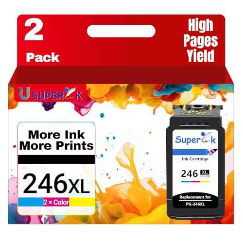 SuperInk 246XL Remanufactured Ink Cartridge Replacement for CL-246 246XL CL-246XL Compatible with PIXMA iP2820 MG2420 MG2520 MG2555 MG2920 MG2922 MG2924 MG3020 MX490 MX492 (2 Color)