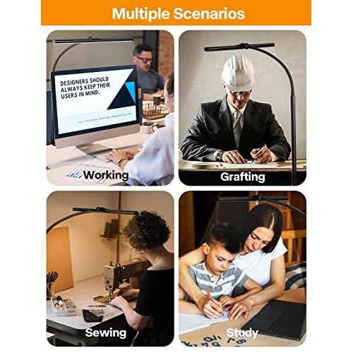 ACNCTOP Desk Lamp for Office Home - Eye-Caring Architect Task Lamp 25 Lighting Modes Adjustable LED Desk Lamp Flexible Gooseneck Clamp Light for Workbench Drafting Reading Study