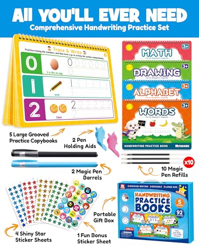 Kids Handwriting Practice Books with Disappearing Ink & Stickers - Learning & Writing Set