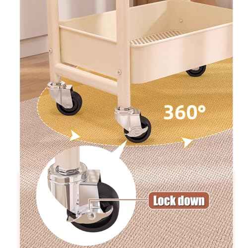 3-Tier Rolling Kitchen Cart - 30in Lightweight Storage Cart with Solid Wood Tabletop & 2 Lockable Wheels, Utility Organizer for Kitchen, Bathroom, Office & Home Organization?