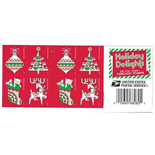 USPS Forever Stamps Holiday Delights - Book of 20 Postage Stamps