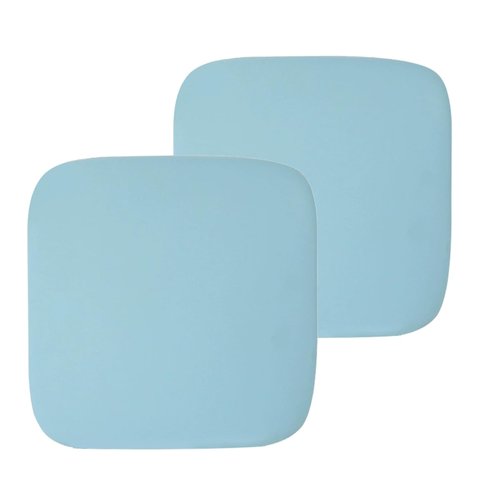 Yaspetala Non-Slip Sky Blue Square Seat Cushions Set of 2 - Comfortable Chair Pads with Removable Cover (15"x15"x1.7") for Kitchen, Office, Car & Indoor Use