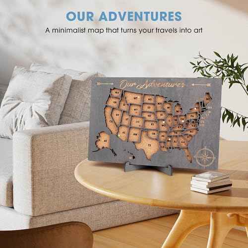 Luoyadee Cork Board USA Map Pin Board, US Map Tracker for Travel, Maps of USA for Traveling, United States Travel Maps for Couples Gift for RV Vacations, Home Classroom Wall Deocor, 12" x 8"