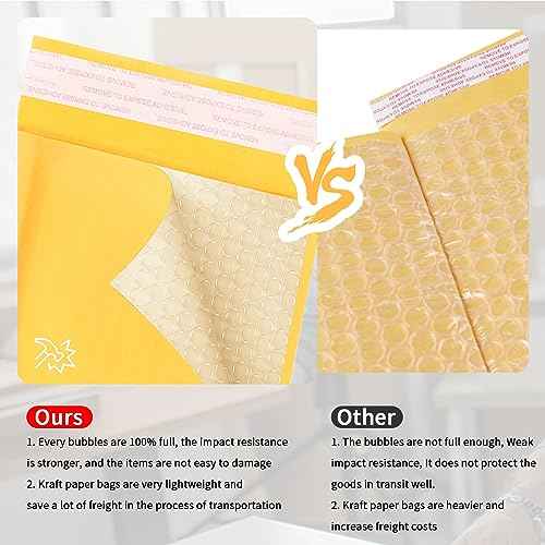 Kraft Bubble Mailers 4x7inch 50Pack Yellow Self-Seal Padded Envelopes Bubble Opaque Padded Mailers Shipping Bags for Small Businesses to Package and Mail Jewelry, Electronic Products