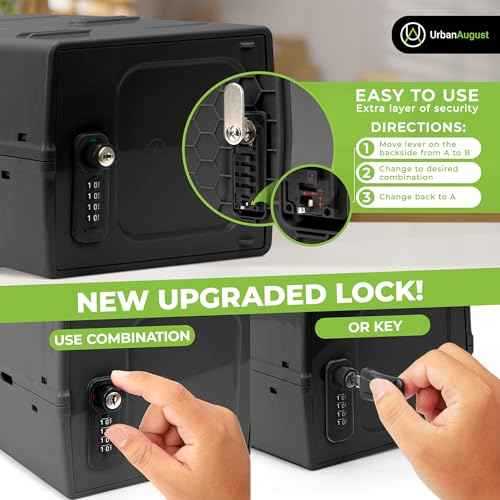 Urban August Dual Combination & Keyed Lockbox - Lockable Box for Everyday Use - Multi-Purpose lock for Home & Office Safety - Made of Industrial-Grade Plastic - One Size (Graphite)