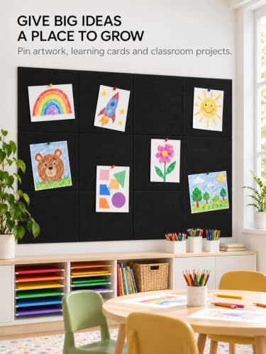Black Felt Bulletin Board 48x36 Inches | Modular Wall Display 12 Pack