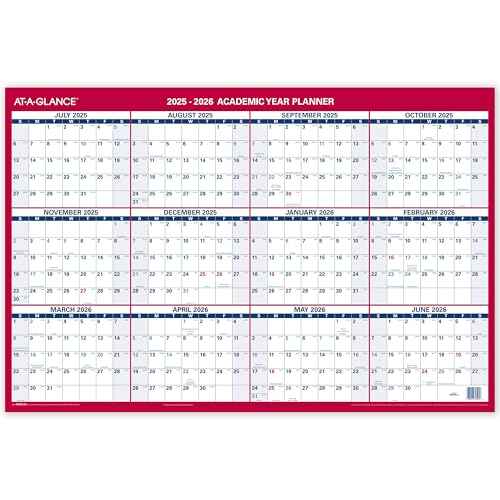 AT-A-GLANCE 2026 Erasable Calendar, Dry Erase Wall Planner, 36" x 24", Large, Yearly, Horizontal/Vertical, Seasons in Bloom (PM200P2826)