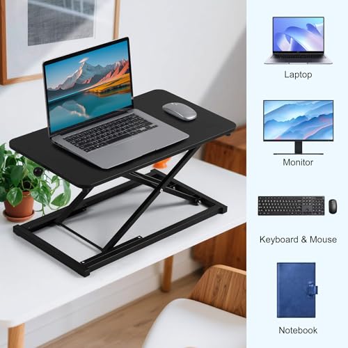 Height Adjustable Standing Desk Converter, Keyboard Riser for Stand Up Desk Riser, Computer Keyboard Stand for Desktop, Ergonomic Sit Stand Computer Workstations Black Size 23.6 Inch
