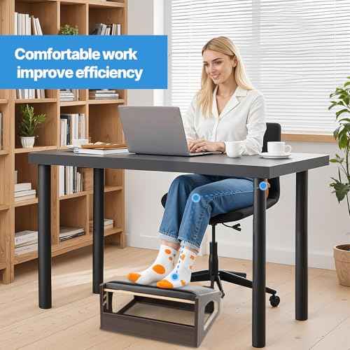 Ergonomic Foot Rest, 4 Adjustable Height Foot Stool,Footrest Under Desk£¬ Soft Cushions, Foot Rest Office,Improving Posture, Promoting Blood Circulation£¨Espresso£©