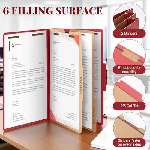 12 Pcs Classification Folders Legal Size 2 Dividers Bulk Pressboard File Folder with Fastener 2 Prongs Heavy Duty Expansion File Organizer for Office School Medical, Fit 8.5x14 Inch Paper