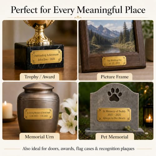 Gold 3x1 Inch Engraved Name Plate - Personalized Brass Plaque for Trophies & Memorials