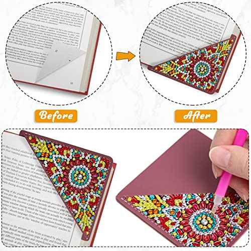 4 pcs Diamond Painting Bookmarks, DIY Diamond Art Kits for Adults, Book Corner - Protecting Bookmark Craft Supplies Kits for Book Lovers(Mandala)