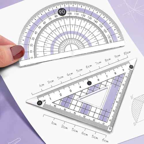 8 Pcs Pink Geometry Set Cute Compass Set with Maths Protractor Rulers, Math Set for Drawing Measuring Tools, Kawaii Ruler Kit for Class Women Girls School Supplies (Pink)