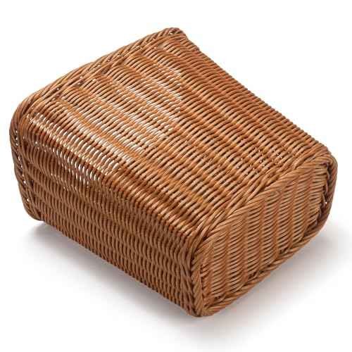 Wicker Waste Basket, Hand Woven Trash Can, Imitation Rattan Garbage Basket for Bedroom, Bathroom, Kitchen, Living Room (Rectangular)