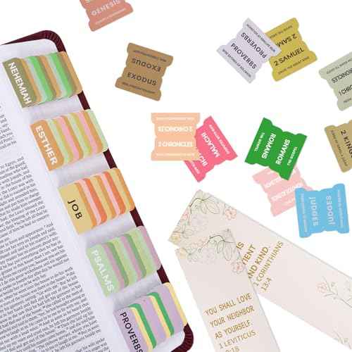 Bible Tabs with Delicate Cover, 75 Tabs with Chapter Titles and Summaries, Christian-Themed Stickers,Waterproof Laminated Bible Tabs,Bible Index Tabs,Bible Study Supplies(Boho)